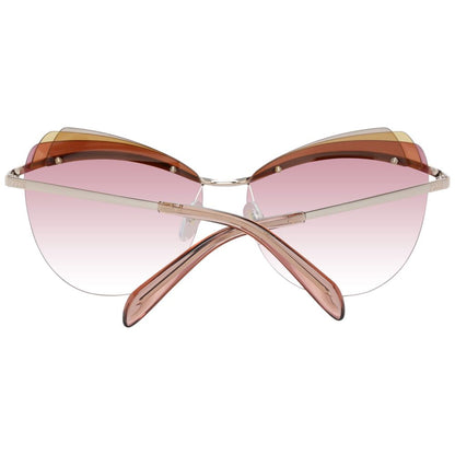 Emilio Pucci Women’s Sunglasses – Gold Cat Eye Frame with Rose Gradient Lenses, 59mm