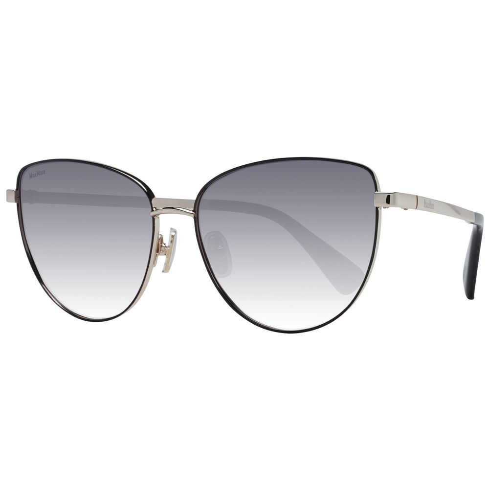 Max Mara Women’s Sunglasses – Gold Butterfly Frame with Grey Gradient Lenses, 57mm
