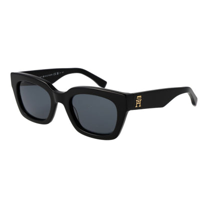 Tommy Hilfiger Women's Black Oval Sunglasses with Grey Lenses