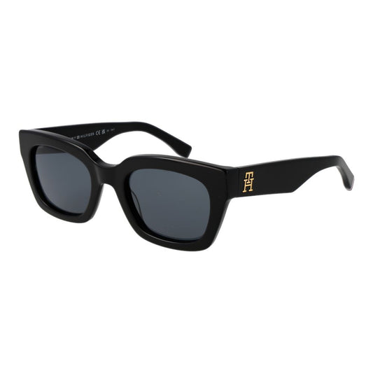 Tommy Hilfiger Women's Black Oval Sunglasses with Grey Lenses