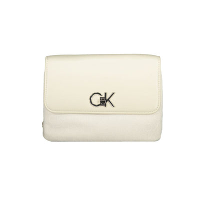 Calvin Klein Beige Polyester Handbag with Chain Handle
