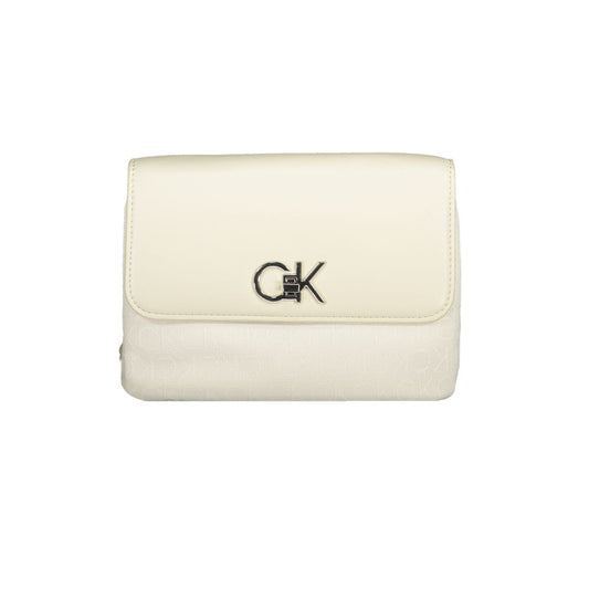 Calvin Klein Beige Polyester Handbag with Chain Handle
