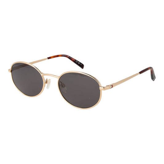 Tommy Hilfiger Gold Unisex Sunglasses – Chic Oval Frame with Grey Lenses, 55mm