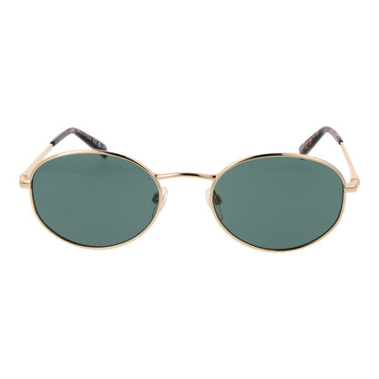 Tommy Hilfiger Gold Unisex Sunglasses – Stylish Oval Frame with Green Lenses