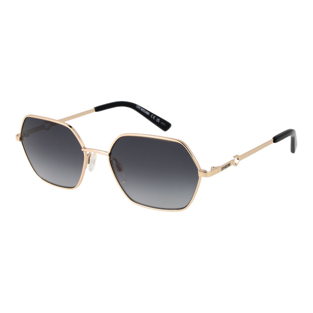 Love Moschino Women’s Sunglasses – Gold Square Frame with Grey Gradient Lenses, 56mm