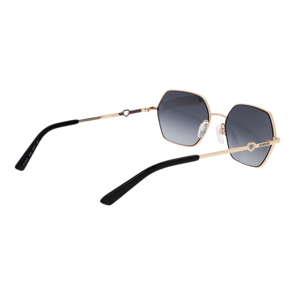 Love Moschino Women’s Sunglasses – Gold Square Frame with Grey Gradient Lenses, 56mm