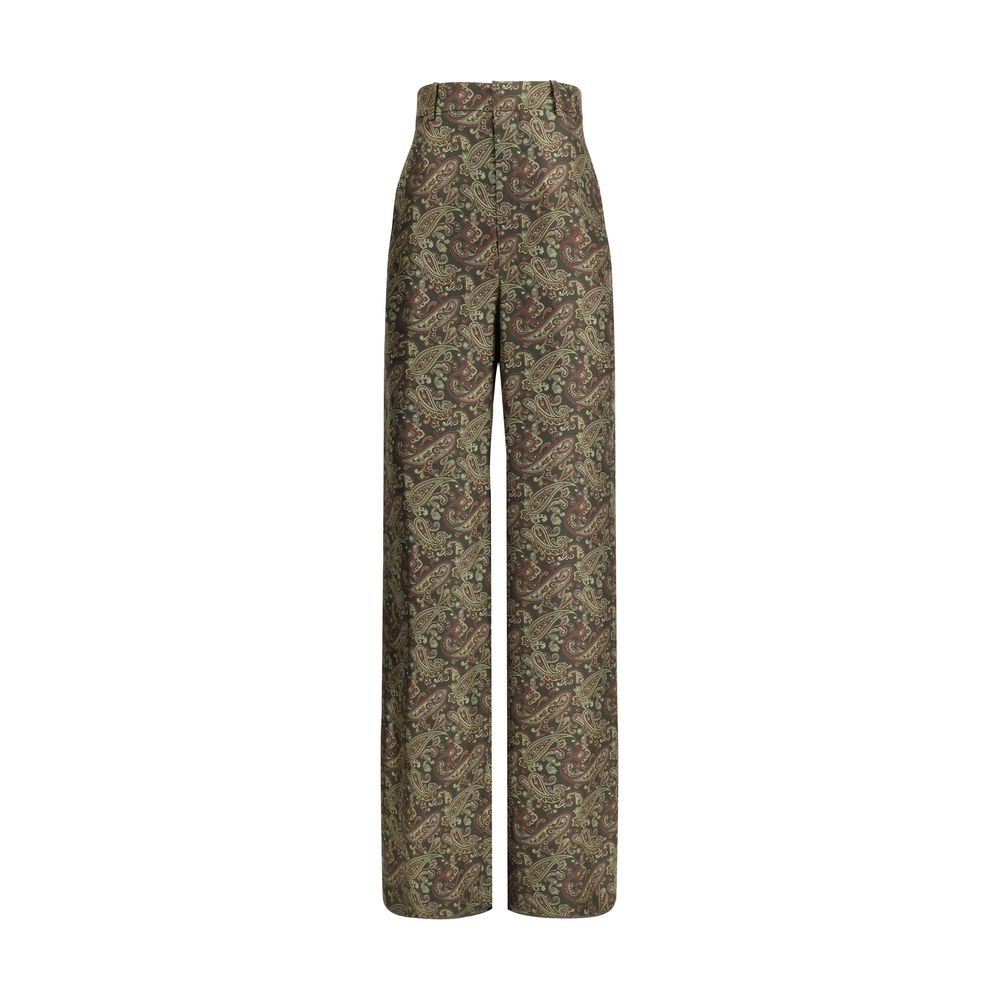Saint Laurent Paisley Patterned Silk Pants