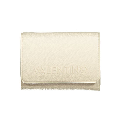 Mario Valentino Beige Faux Leather Wallet with Zip Closure
