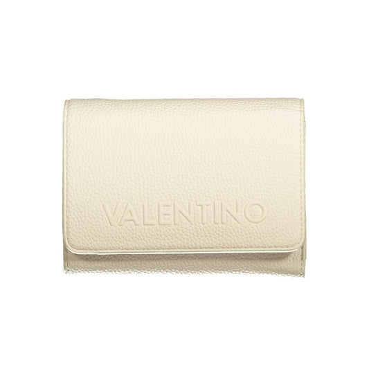 Mario Valentino Beige Faux Leather Wallet with Zip Closure