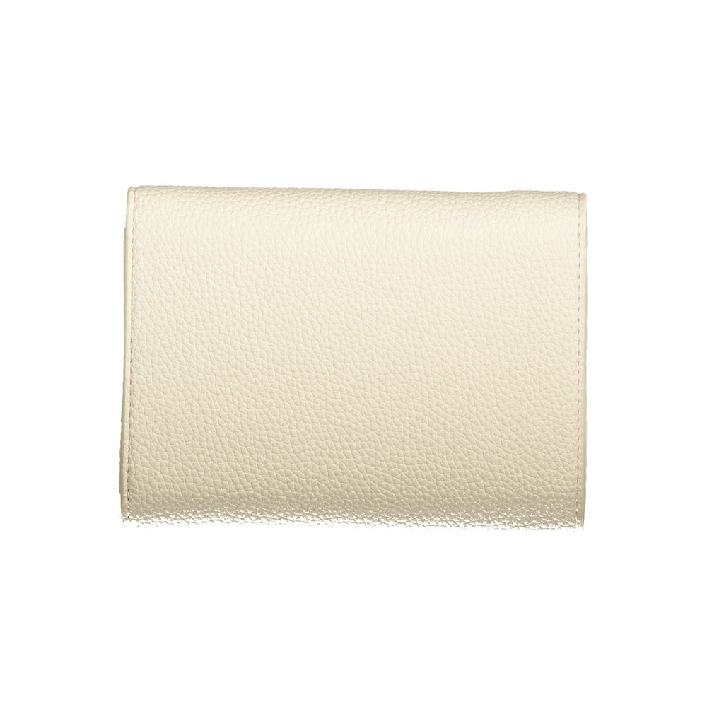 Mario Valentino Beige Faux Leather Wallet with Zip Closure