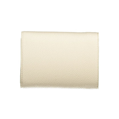 Mario Valentino Beige Faux Leather Wallet with Zip Closure