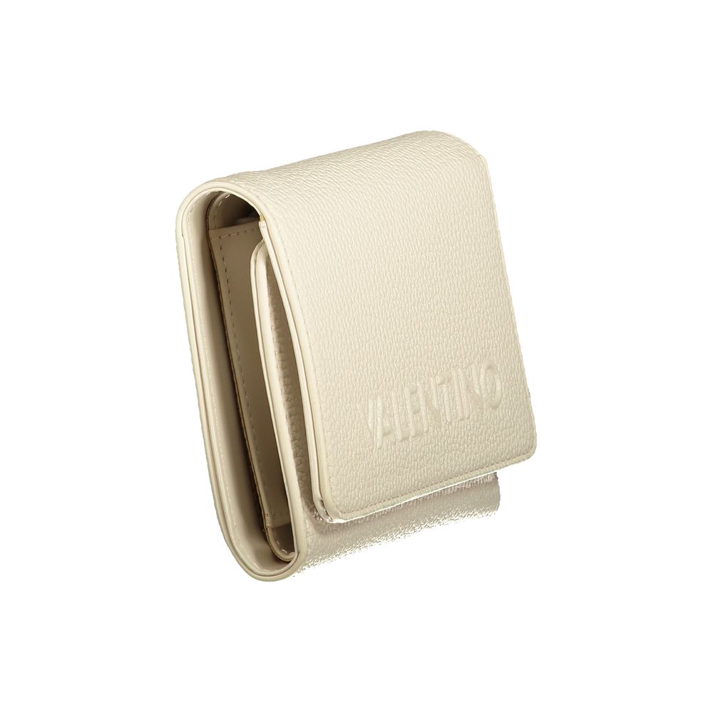 Mario Valentino Beige Faux Leather Wallet with Zip Closure