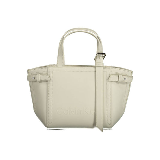 Calvin Klein White Polyester Handbag: Effortless Style and Functionality