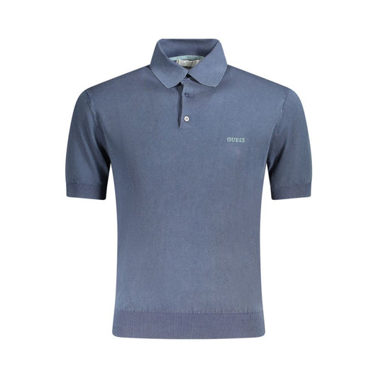 Guess Jeans Blue Cotton Sweater - Short Sleeve Polo Shirt with Embroidery