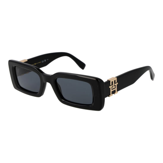 Tommy Hilfiger Women’s Sunglasses – Black Rectangle Frame with Grey Lenses, 50mm