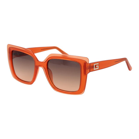 GUESS Women's Sunglasses – Orange Square Frame with Brown Gradient Lenses, 52mm