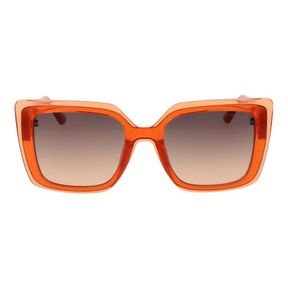 GUESS Women's Sunglasses – Orange Square Frame with Brown Gradient Lenses, 52mm