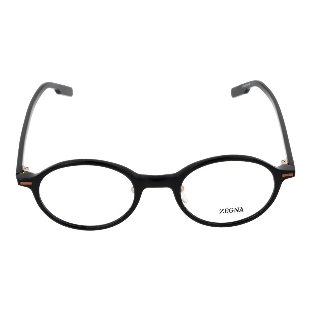 Ermenegildo Zegna Men’s Optical Glasses – Black Round Frame, 48mm
