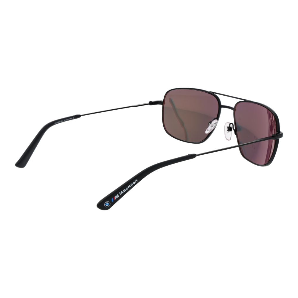 BMW Motorsport Men’s Sunglasses – Black Aviator Frame with Grey Mirrored Lenses, 59mm