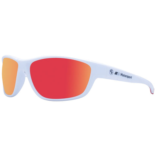 BMW Motorsport Men's Sunglasses – White Full-Rim Frame with Brown Mirrored Lenses, 64mm