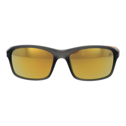 Timberland Men's Sunglasses – Grey Full-Rim Frame with Orange Polarized Lenses, 58mm