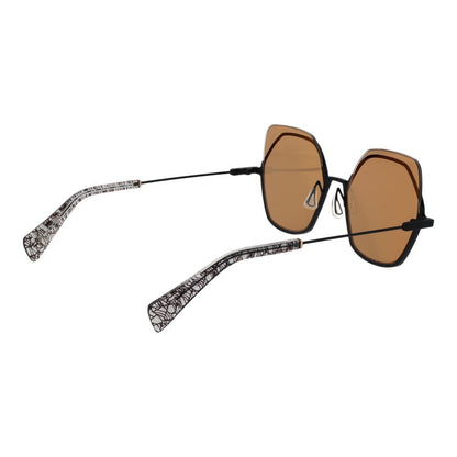 Yohji Yamamoto Unisex Sunglasses – Gold Half-Rim Frame with Beige Mirrored Lenses, 52mm