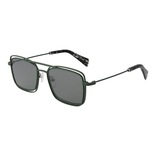 Yohji Yamamoto Unisex Sunglasses – Green Rectangle Frame with Grey Lenses, 52mm