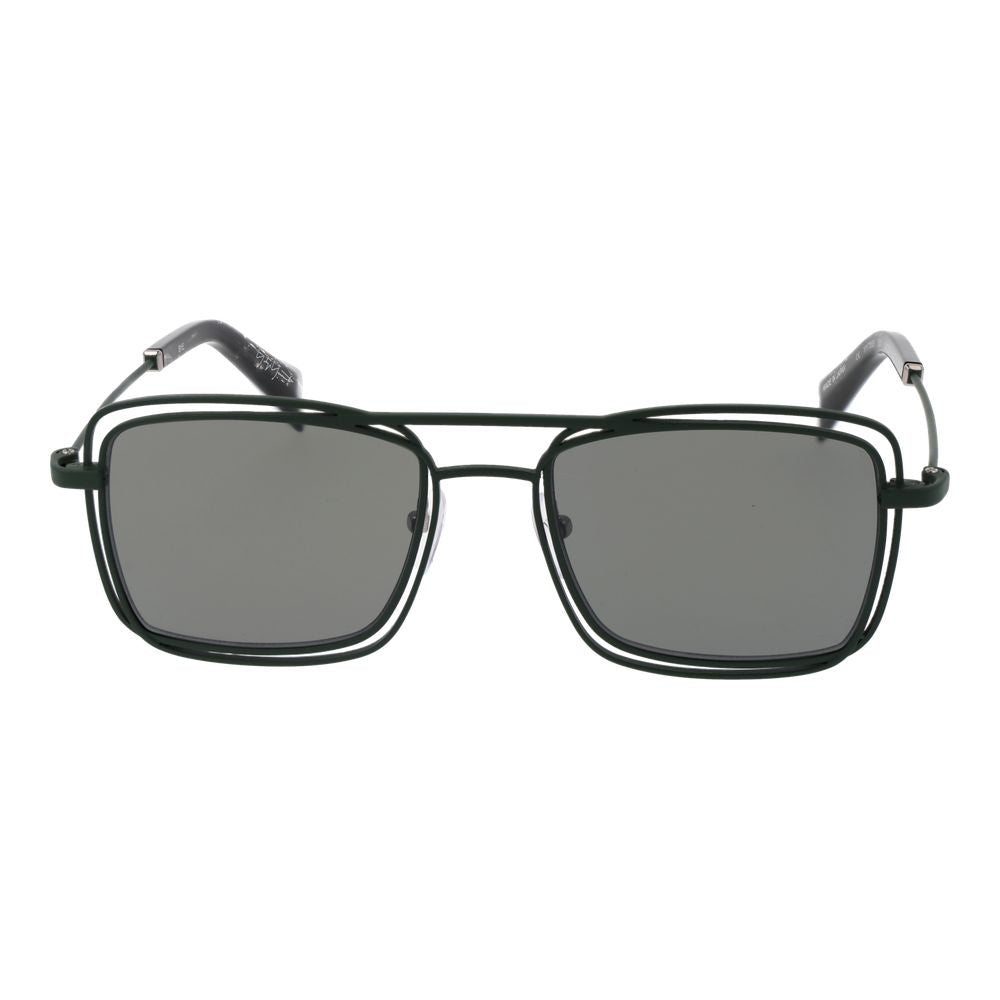 Yohji Yamamoto Unisex Sunglasses – Green Rectangle Frame with Grey Lenses, 52mm