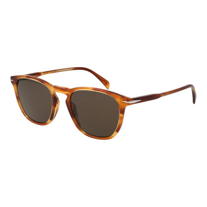 David Beckham Brown Men’s Sunglasses – Rectangle Full-Rim Design with Mirrored Lenses, 51mm