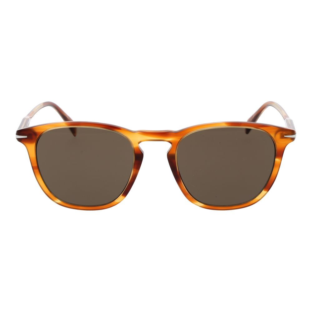 David Beckham Brown Men’s Sunglasses – Rectangle Full-Rim Design with Mirrored Lenses, 51mm