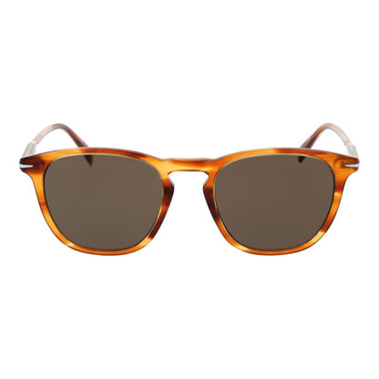 David Beckham Brown Men’s Sunglasses – Rectangle Full-Rim Design with Mirrored Lenses, 51mm