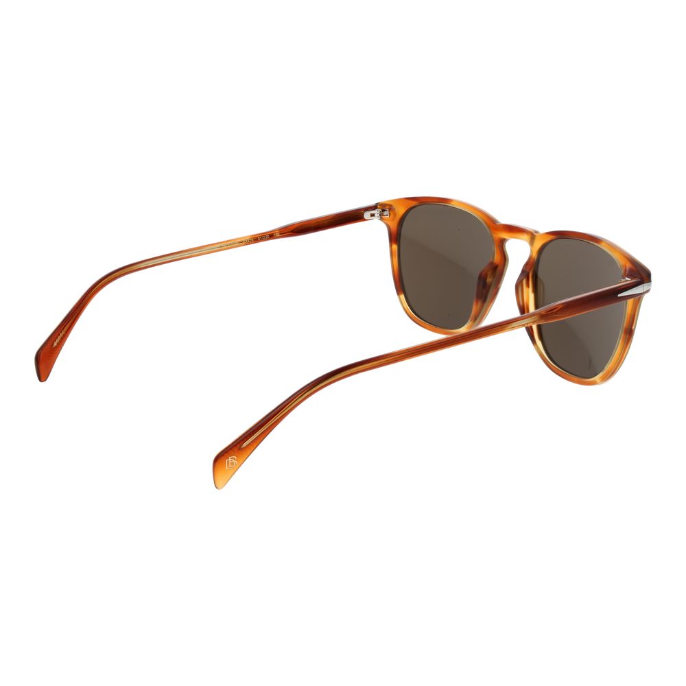 David Beckham Brown Men’s Sunglasses – Rectangle Full-Rim Design with Mirrored Lenses, 51mm