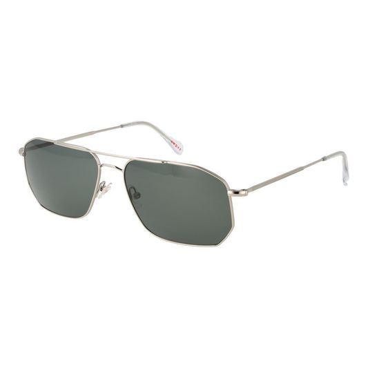 Andy Wolf Silver Men’s Aviator Sunglasses – Chic Metal Frame with Green Lenses, 60mm