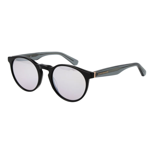 Scotch & Soda Men’s Sunglasses – Black Round Frame with Mirrored Silver Lenses, 49mm