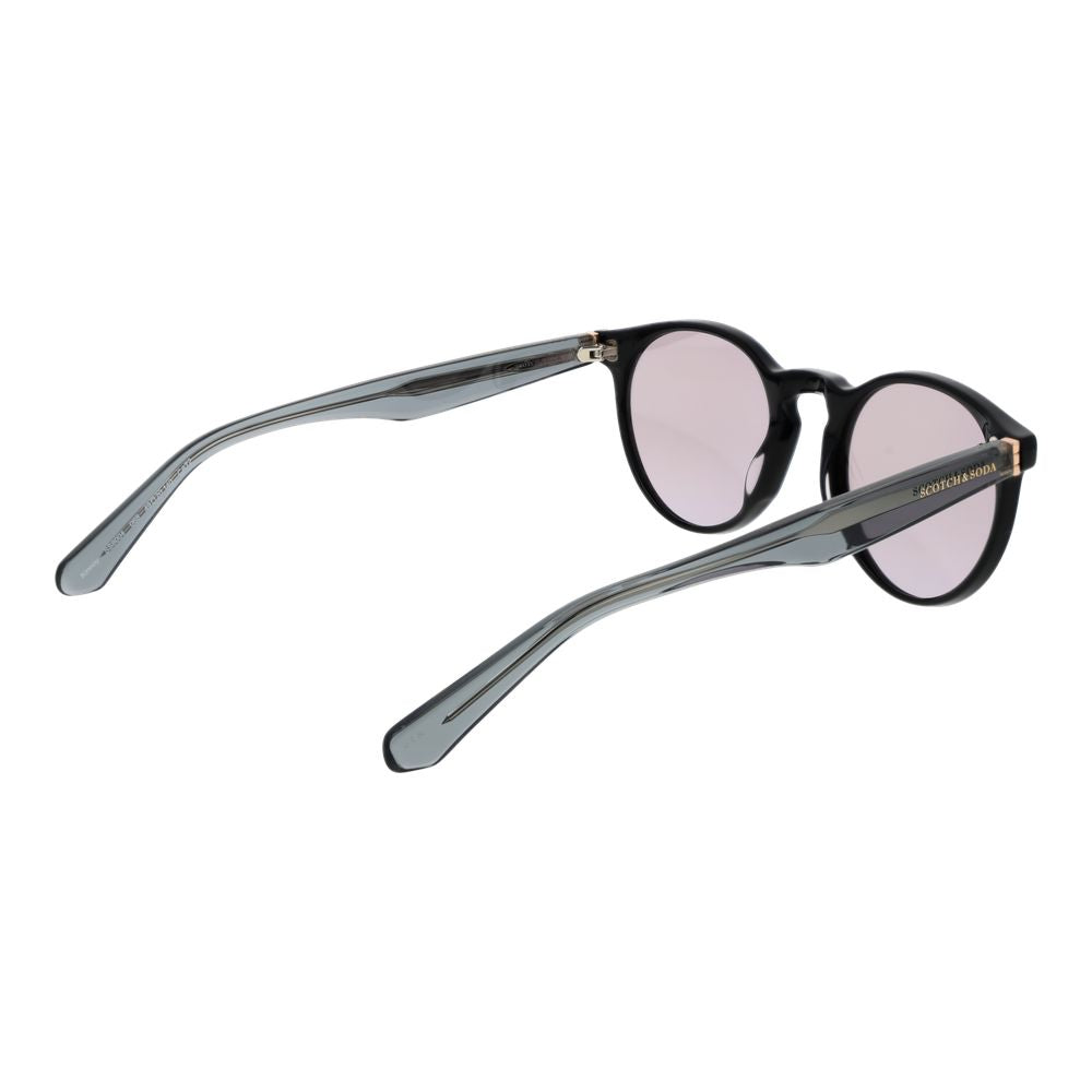 Scotch & Soda Men’s Sunglasses – Black Round Frame with Mirrored Silver Lenses, 49mm
