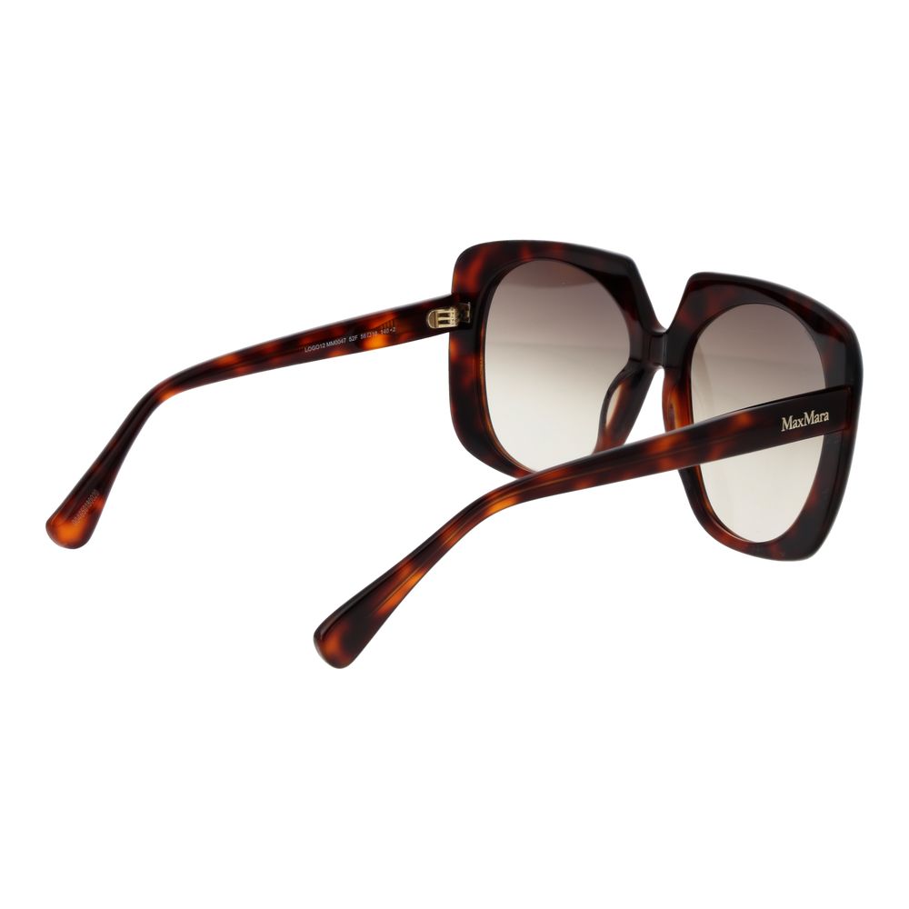 Max Mara Women’s Sunglasses – Brown Full-Rim Round Frame with Gradient Lenses, 56mm