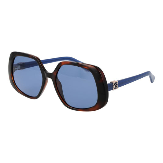 Guess Women’s Sunglasses – Brown Full-Rim Frame with Blue Lenses, 56mm