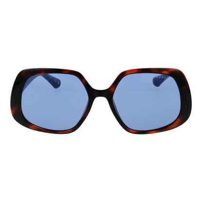 Guess Women’s Sunglasses – Brown Full-Rim Frame with Blue Lenses, 56mm