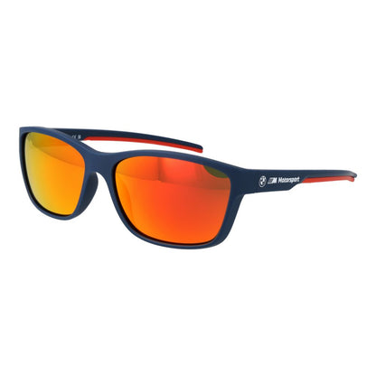 BMW Motorsport Blue Men's Sunglasses – Full-Rim Frame with Orange Mirrored Lenses, 60mm