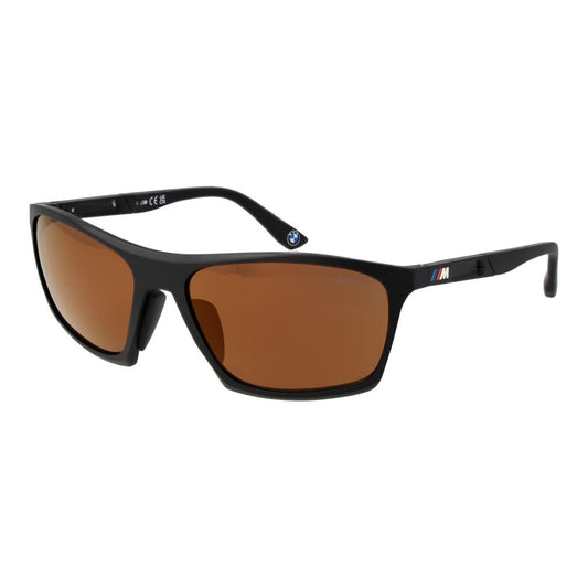 BMW Black Men's Sunglasses – Full-Rim Frame with Orange Mirrored Lenses, 61mm