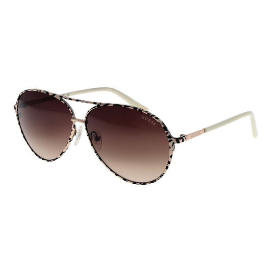 Guess Women’s Sunglasses – Cream Aviator Frame with Brown Gradient Lenses, 60mm