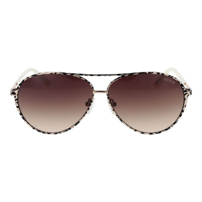 Guess Women’s Sunglasses – Cream Aviator Frame with Brown Gradient Lenses, 60mm