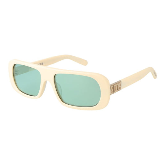 GCDS Unisex Sunglasses – Cream Full-Rim Frame with Turquoise Mirrored Lenses, 54mm
