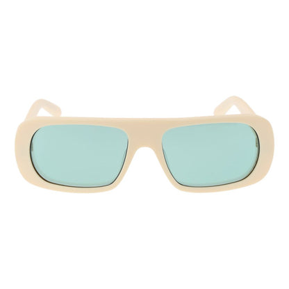 GCDS Unisex Sunglasses – Cream Full-Rim Frame with Turquoise Mirrored Lenses, 54mm