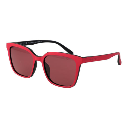 Gant Unisex Sunglasses – Bold Red Full-Rim Square Frame with Pink Lenses, 53mm