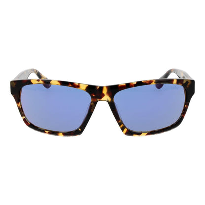 BMW Men’s Sunglasses – Brown Rectangle Frame, Blue Mirrored Lenses