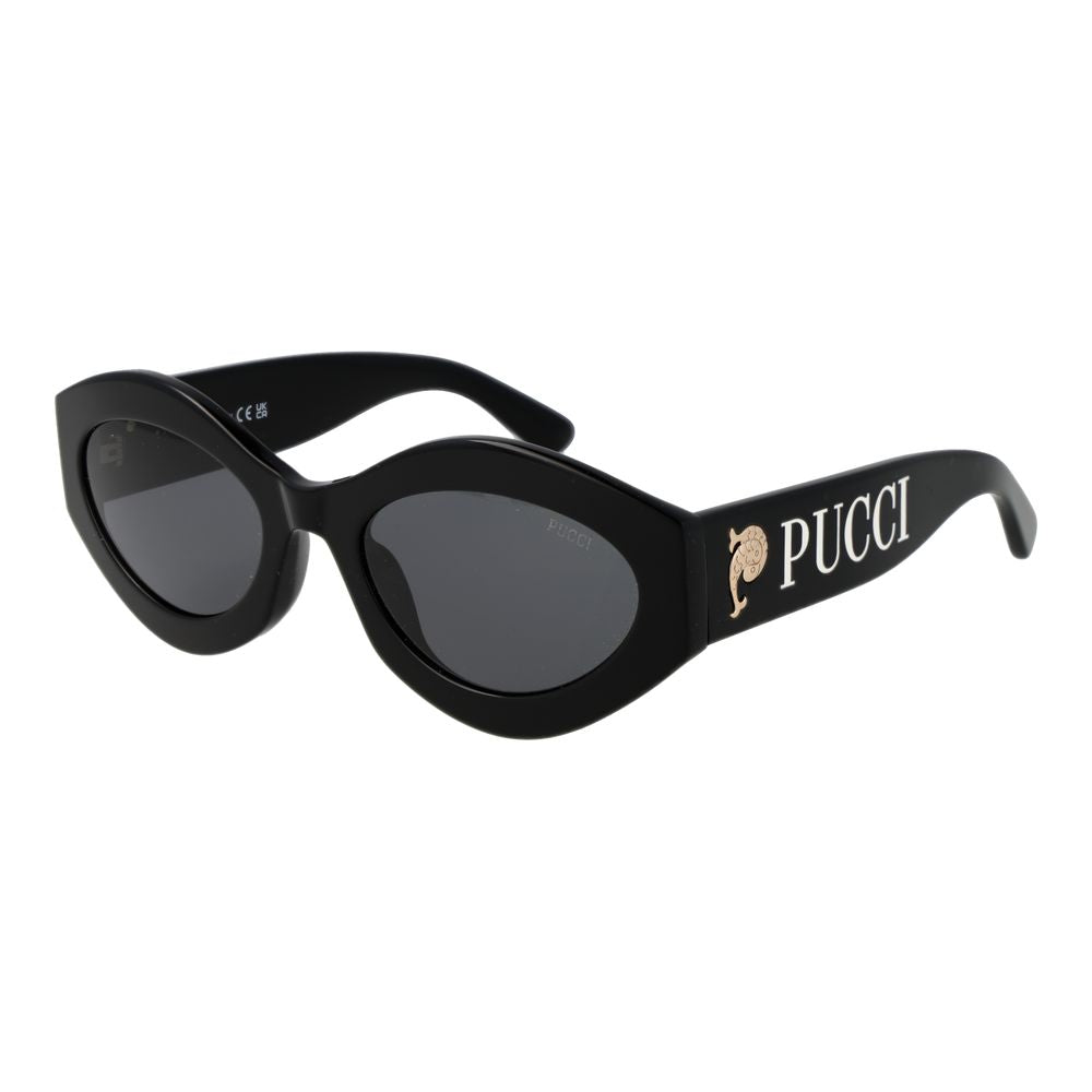 Emilio Pucci Women’s Sunglasses – Stylish Black Cat Eye Frame with Grey Lenses, 54mm