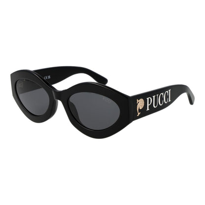 Emilio Pucci Women’s Sunglasses – Stylish Black Cat Eye Frame with Grey Lenses, 54mm