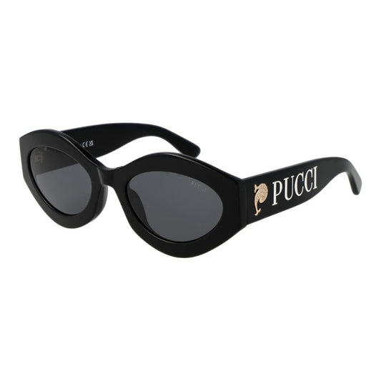 Emilio Pucci Women’s Sunglasses – Stylish Black Cat Eye Frame with Grey Lenses, 54mm