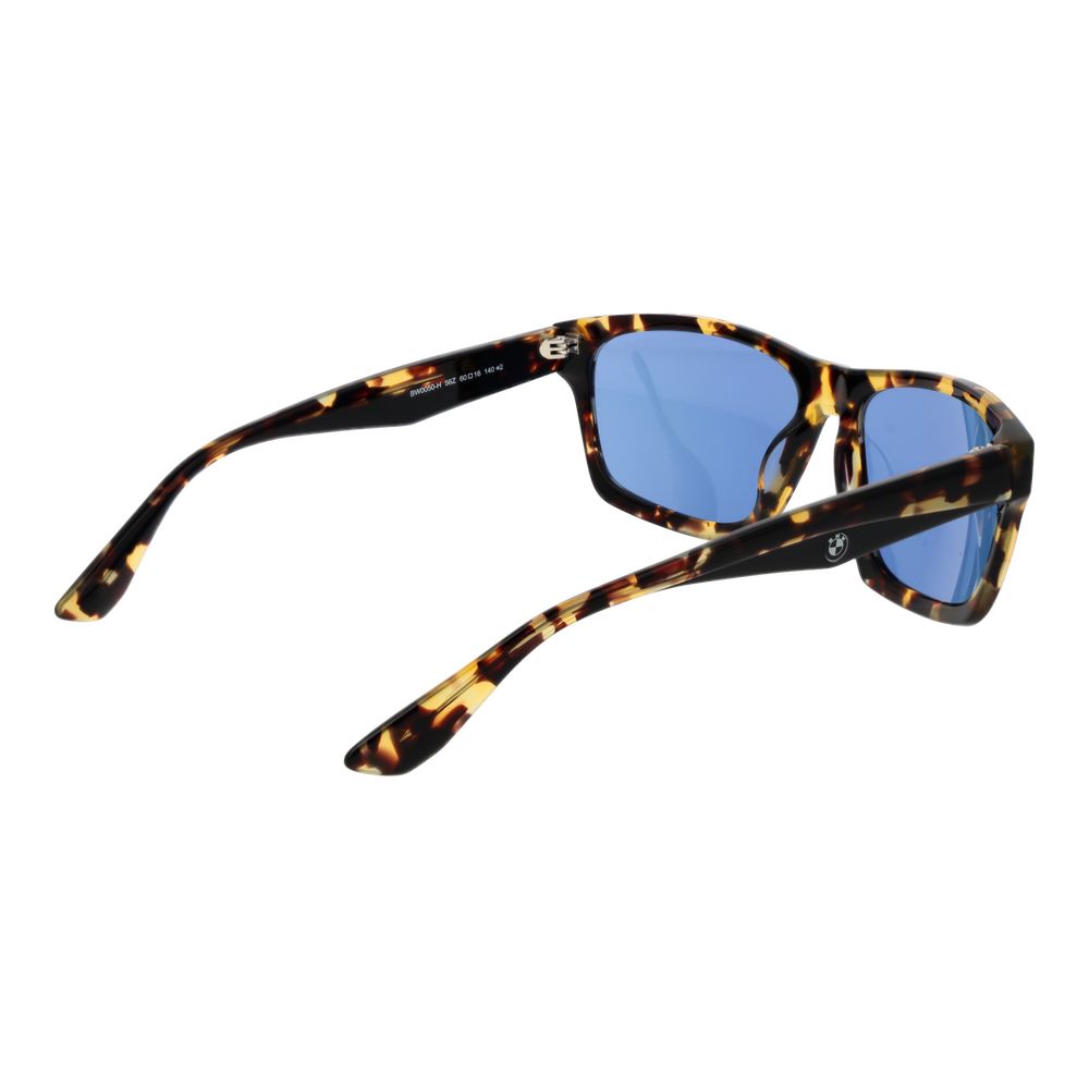 BMW Men's Sunglasses – Brown Full-Rim Frame with Blue Mirrored Lenses, 60mm